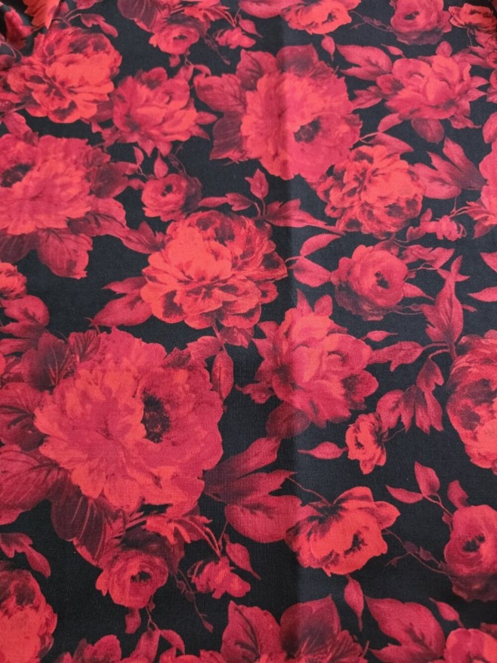 Adele & May Red/Black Floral Scoop Neck Short Sleeve Grommet Top Size M - Picture 5 of 5